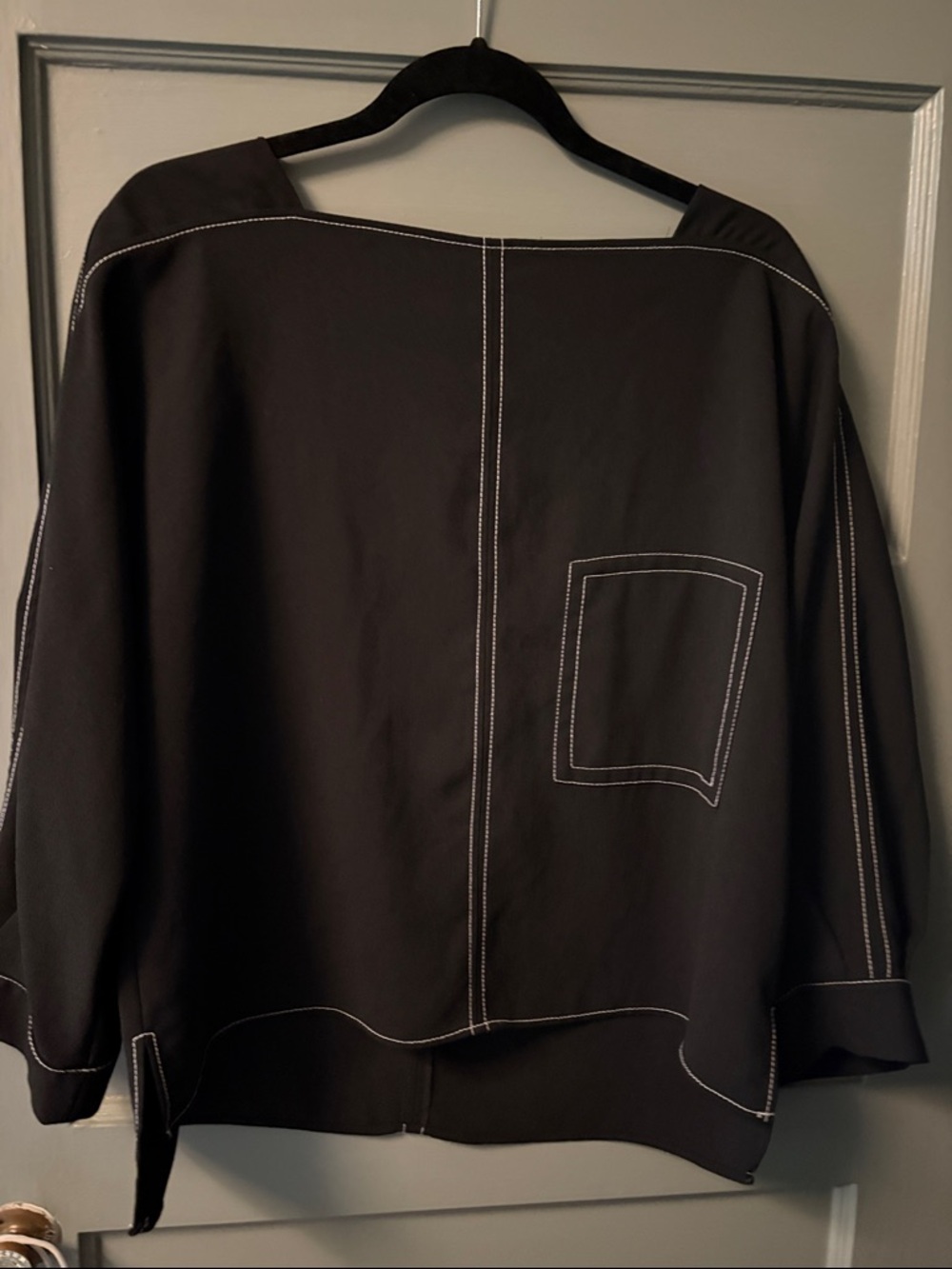 Zara Black Top with Contrast White Stitching
